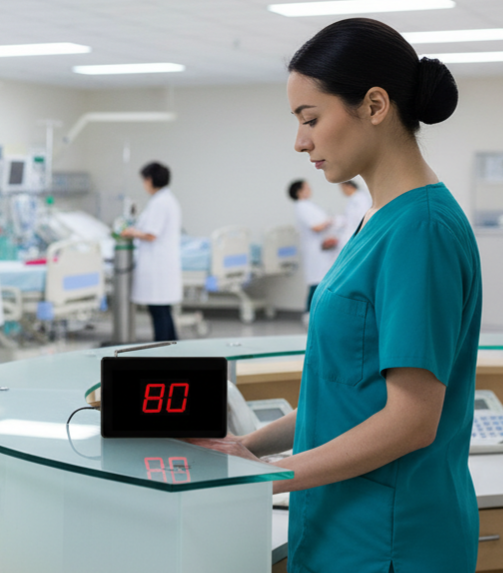 Nurse using nurse call system